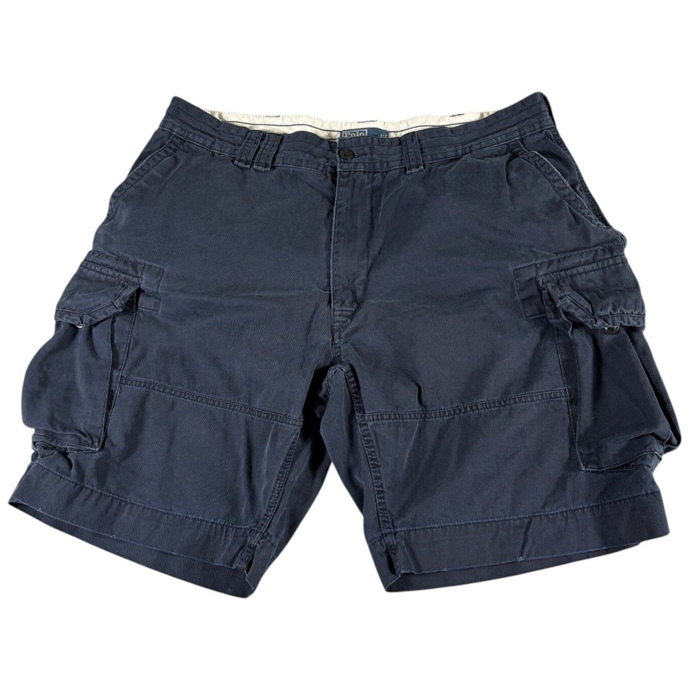 Polo Ralph Lauren Cargo Shorts Men 40 Navy Blue Worn Vintage Workwear Grunge Y2K